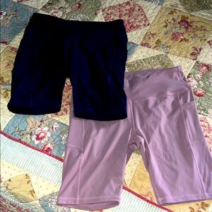 Set of Two Biker Shorts - Navy and Lavender XL